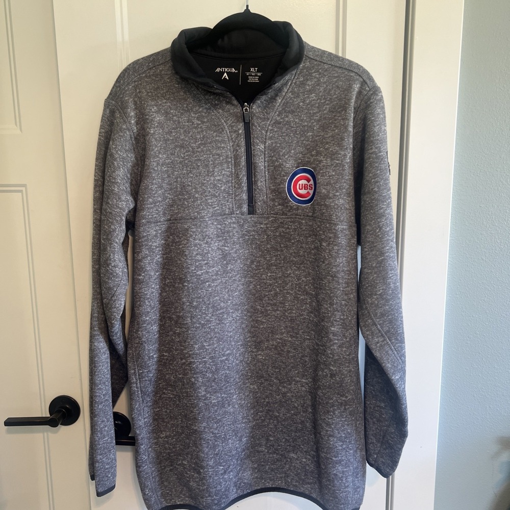 Chicago Cubs Pullover Mens XLT Gray Antigua Zip‎ Sweatshirt MLB Baseball